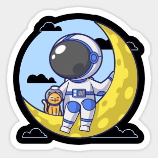 Astronaut And Cat Sticker